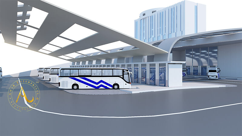 bus parked at bus terminal