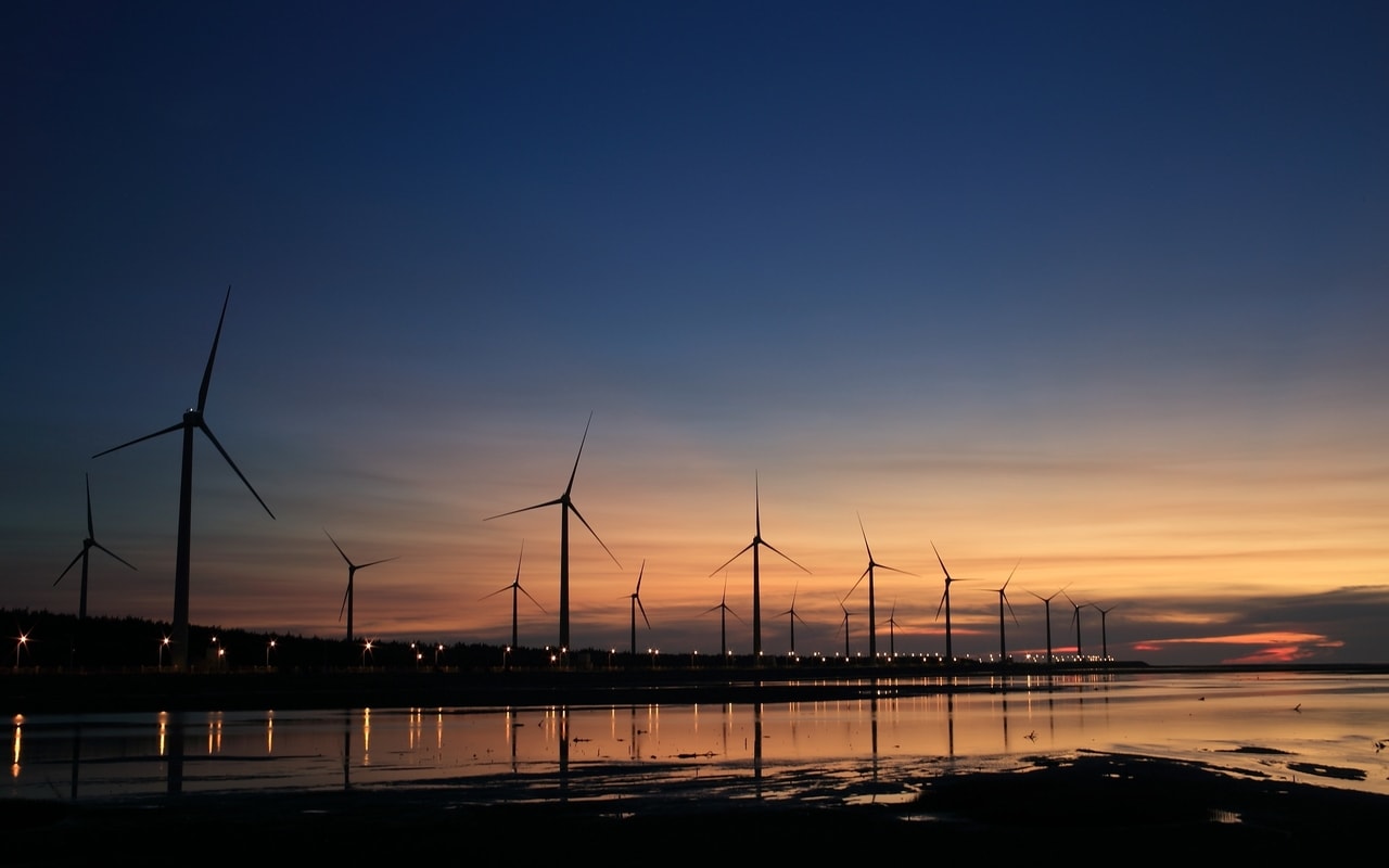 wind power at dusk